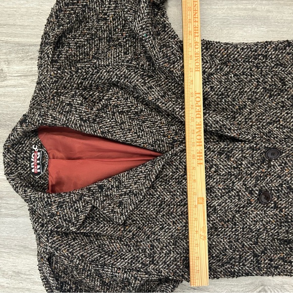 Vtg 80s 90s NY Girl Tweed Herringbone Wool Coat  Preppy Old Money Union Made SZ8 - Picture 13 of 16